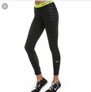 Nike black metallic horizontal stripe leggings